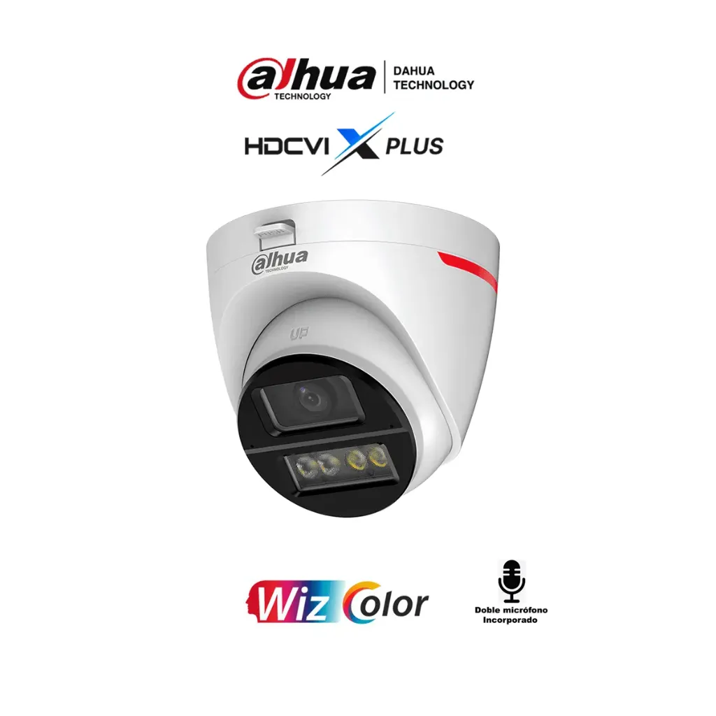 [CAM-0032] DAHUA DH-HAC-HDW1249XN-A-PRO Cámara Domo 2MP Full Color con Doble Micrófono