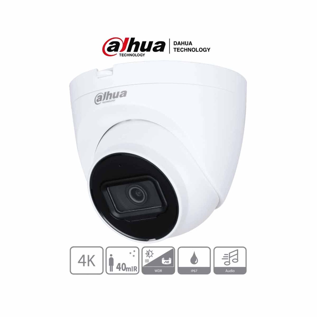 [CAM-0012] DAHUA HAC-HDW1801TQN-A Cámara Domo 4K  con Micrófono
